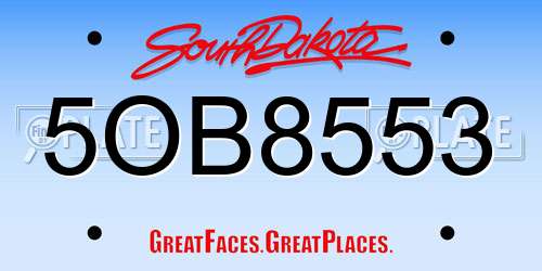 5OB8553 South Dakota License Plate