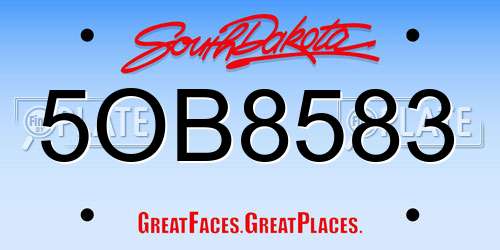 5OB8583 South Dakota License Plate
