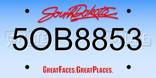 5OB8853 South Dakota License Plate
