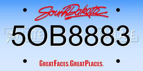 5OB8883 South Dakota License Plate