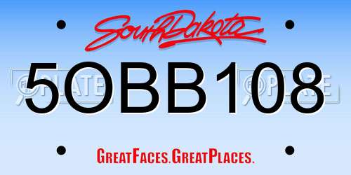 5OBB108 South Dakota License Plate