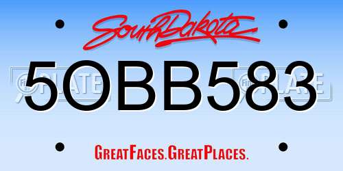 5OBB583 South Dakota License Plate