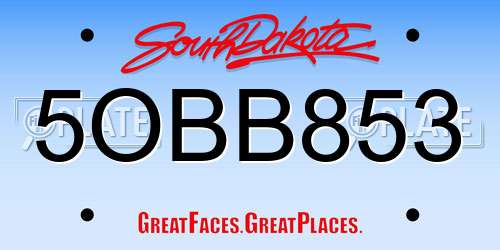 5OBB853 South Dakota License Plate