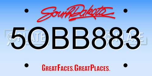 5OBB883 South Dakota License Plate