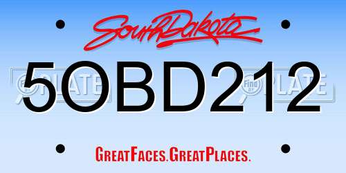 5OBD212 South Dakota License Plate
