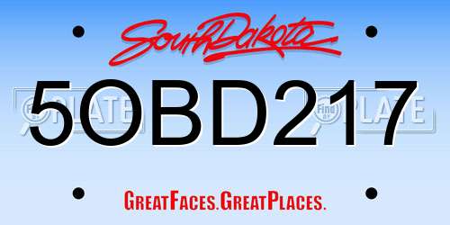 5OBD217 South Dakota License Plate