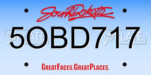 5OBD717 South Dakota License Plate