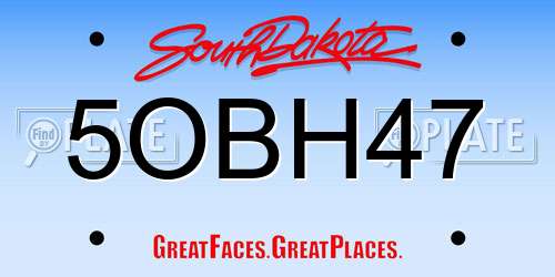 5OBH47 South Dakota License Plate