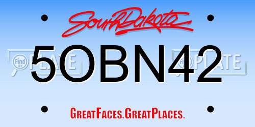 5OBN42 South Dakota License Plate