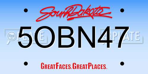 5OBN47 South Dakota License Plate