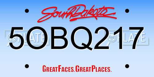 5OBQ217 South Dakota License Plate