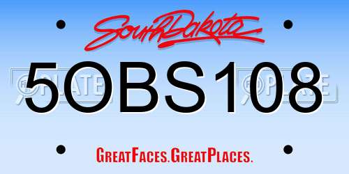 5OBS108 South Dakota License Plate