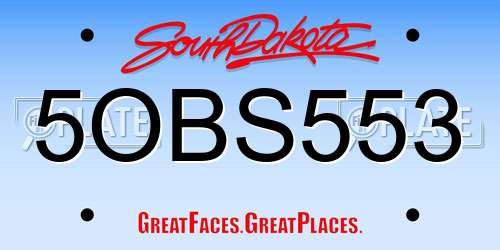 5OBS553 South Dakota License Plate