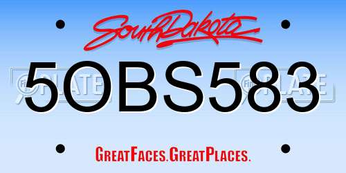 5OBS583 South Dakota License Plate