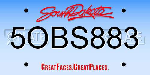 5OBS883 South Dakota License Plate