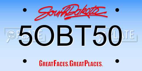 5OBT50 South Dakota License Plate