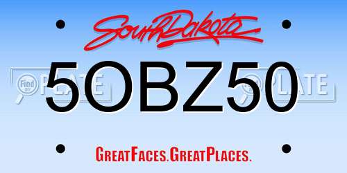 5OBZ50 South Dakota License Plate