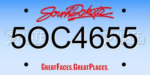 5OC4655 South Dakota License Plate