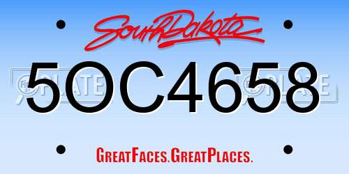 5OC4658 South Dakota License Plate