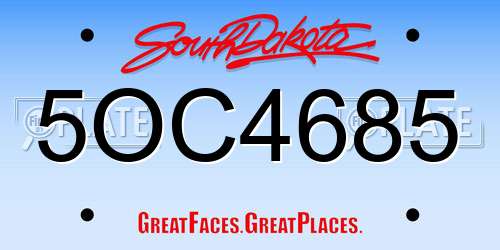 5OC4685 South Dakota License Plate