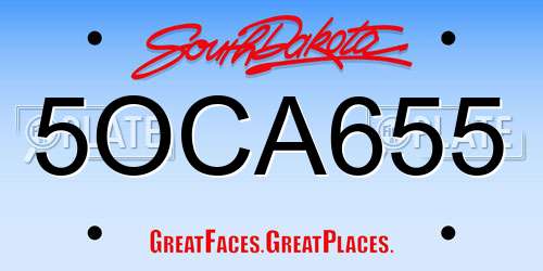 5OCA655 South Dakota License Plate