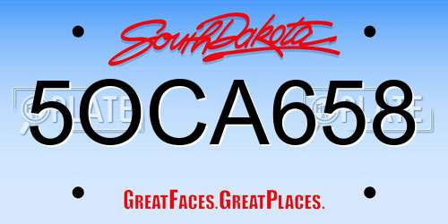 5OCA658 South Dakota License Plate