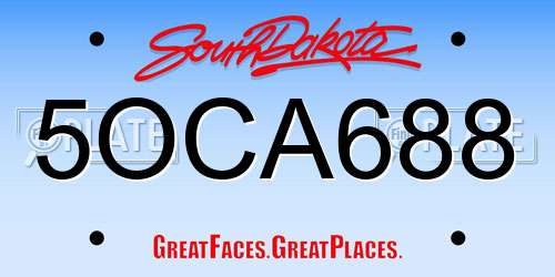 5OCA688 South Dakota License Plate