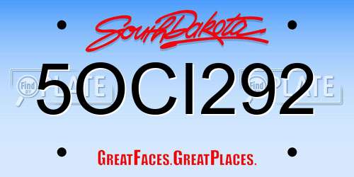 5OCI292 South Dakota License Plate