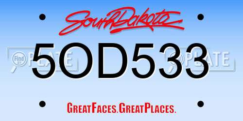 5OD533 South Dakota License Plate