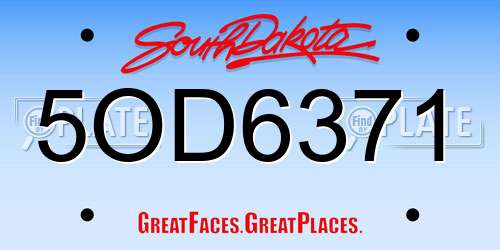 5OD6371 South Dakota License Plate