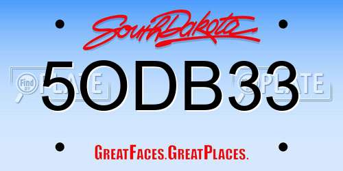 5ODB33 South Dakota License Plate