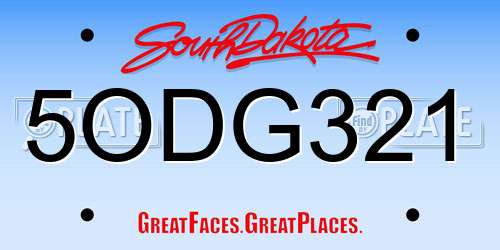 5ODG321 South Dakota License Plate