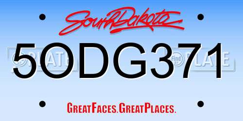 5ODG371 South Dakota License Plate