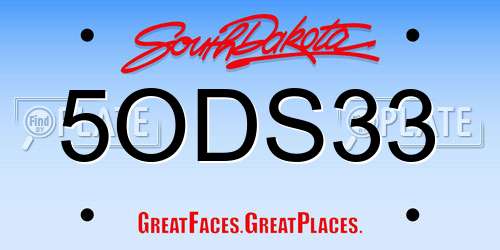 5ODS33 South Dakota License Plate