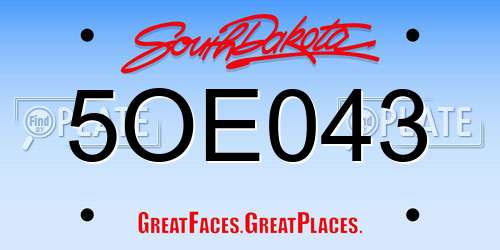 5OE043 South Dakota License Plate