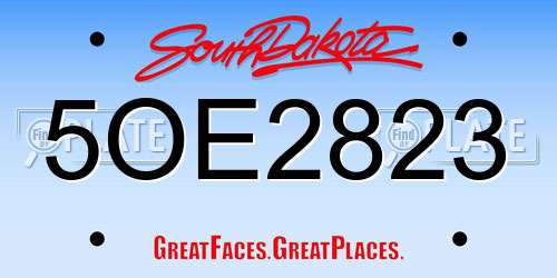 5OE2823 South Dakota License Plate