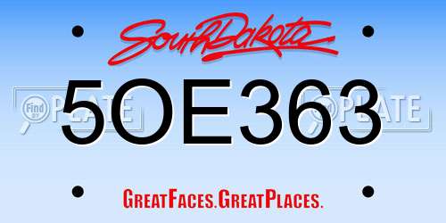 5OE363 South Dakota License Plate