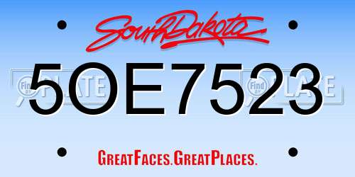 5OE7523 South Dakota License Plate