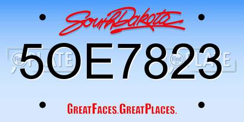 5OE7823 South Dakota License Plate