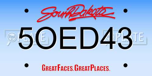 5OED43 South Dakota License Plate