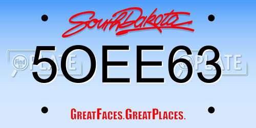 5OEE63 South Dakota License Plate