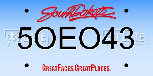 5OEO43 South Dakota License Plate
