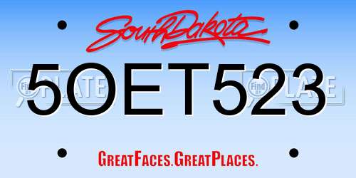 5OET523 South Dakota License Plate