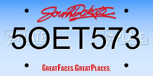 5OET573 South Dakota License Plate