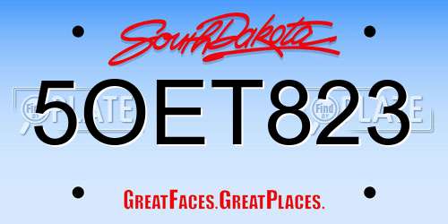 5OET823 South Dakota License Plate