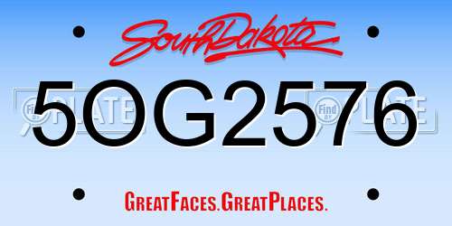 5OG2576 South Dakota License Plate