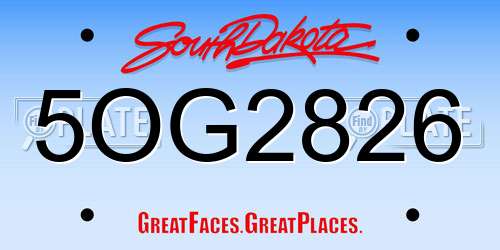 5OG2826 South Dakota License Plate