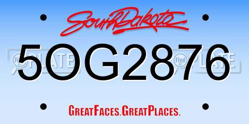 5OG2876 South Dakota License Plate