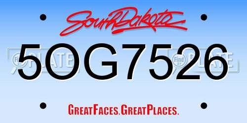 5OG7526 South Dakota License Plate