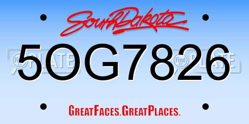 5OG7826 South Dakota License Plate